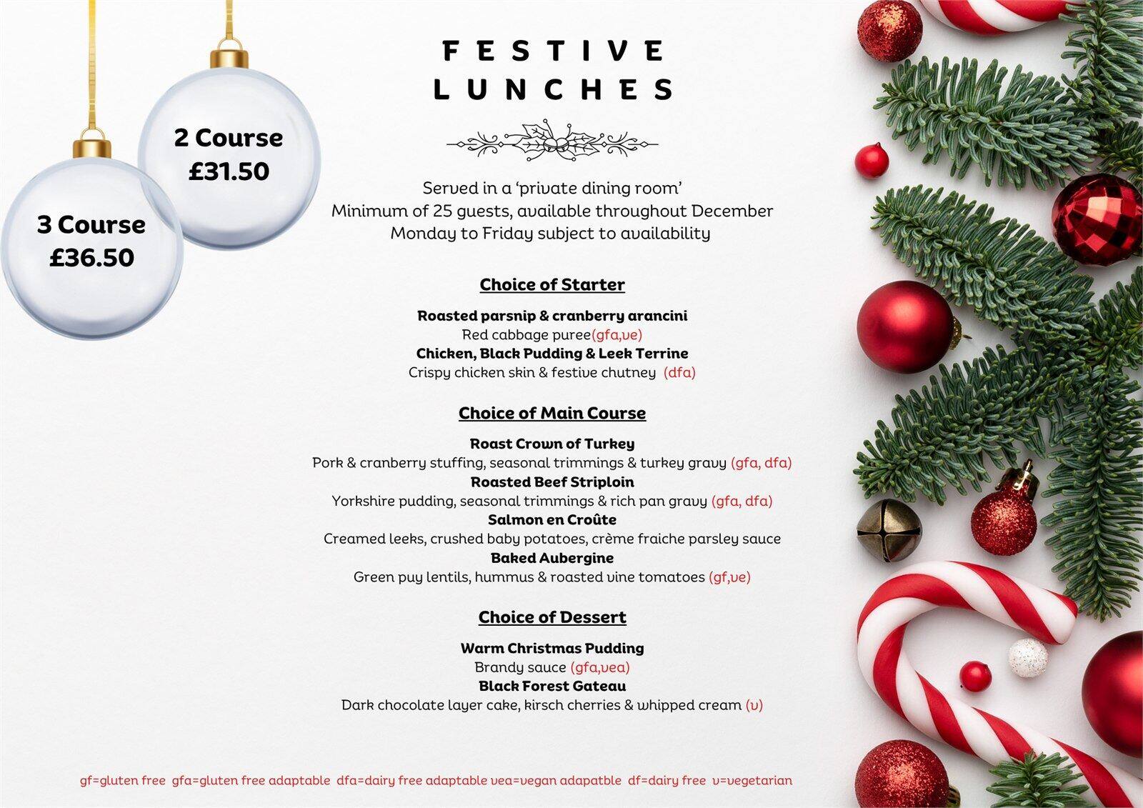 Festive Lunches for groups